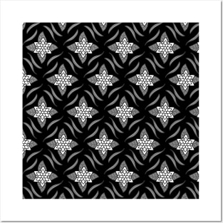 Black and white flower pattern design Posters and Art